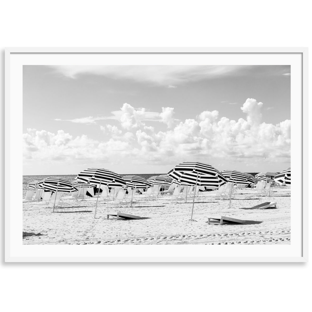 Miami Beach Black and White Umbrellas