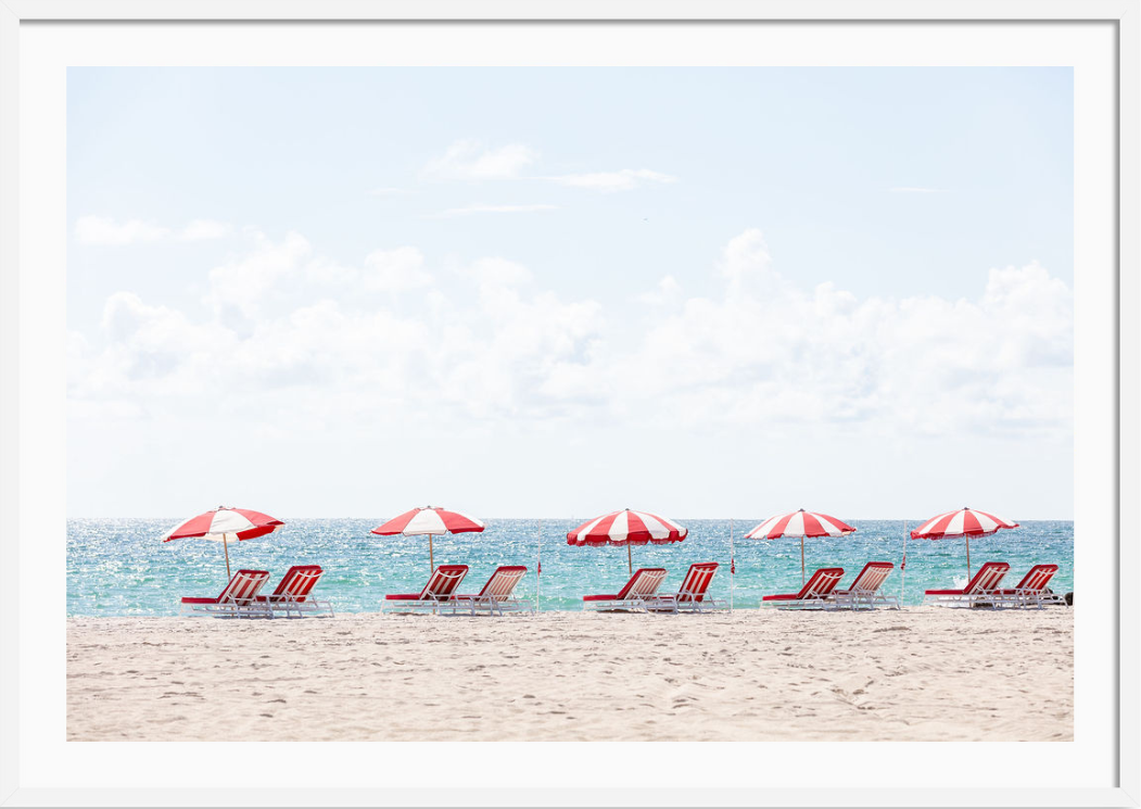 Miami Beach Red Umbrellas