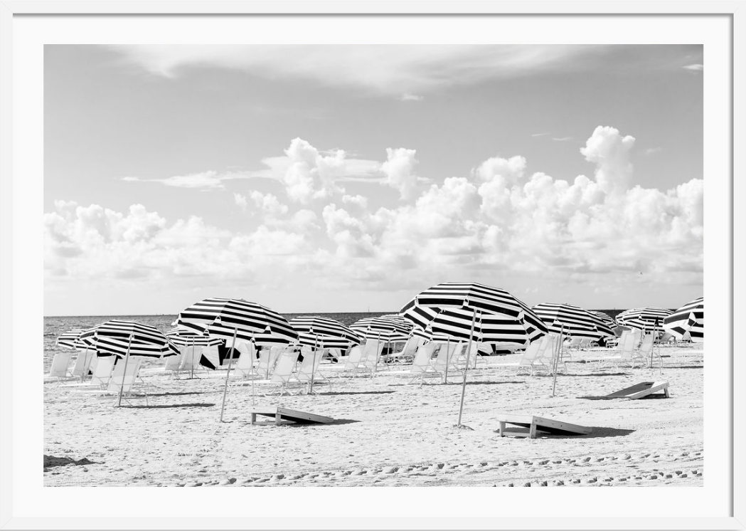 Miami Beach Black and White Umbrellas