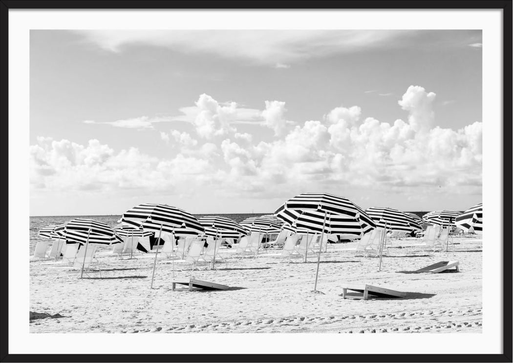 Miami Beach Black and White Umbrellas