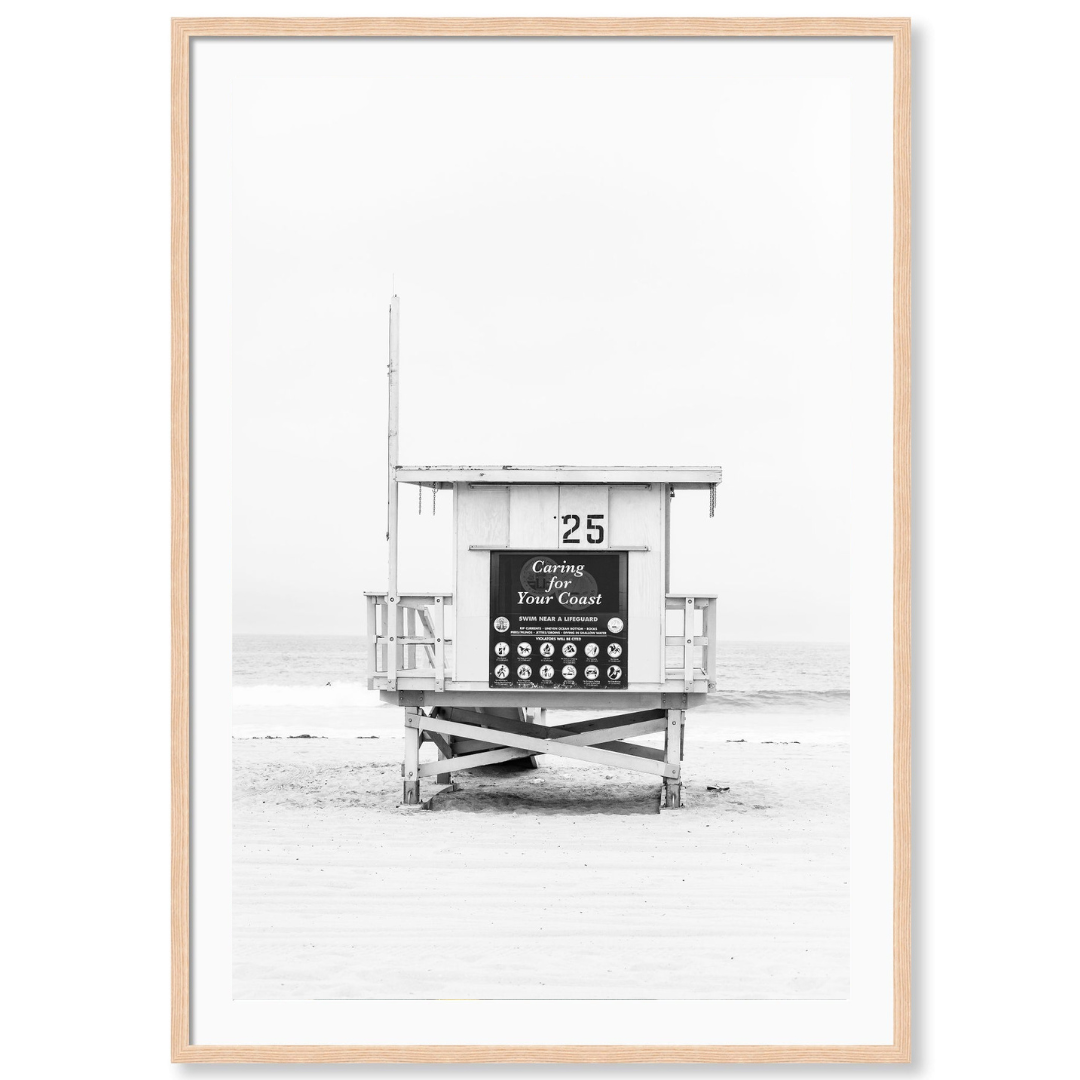 Santa Monica Lifeguard Tower Black and White