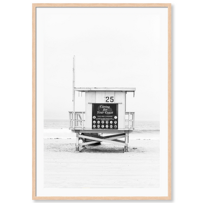 Santa Monica Lifeguard Tower Black and White